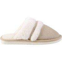 MODISHION Men's Faux Fur Lined Indoor Slippers in Beige | Size: 7.5