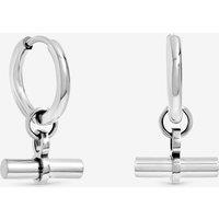 Jon Richard Women's Platinum Plated Waterproof T-Bar Huggie Hoop Earrings in Silver