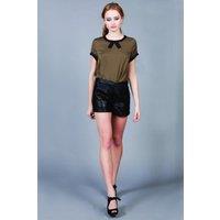 Cutie London Women's Textured Black High-Waist Shorts | Size: 8