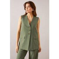 Wallis Women's Three Button Waistcoat in Olive | Size: 14