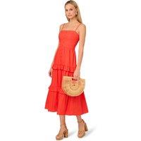 Adrianna by Adrianna Papell Women's Solid Tiered Midi Dress in Pink | Size: 14