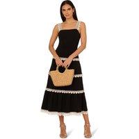 Adrianna by Adrianna Papell Women's Knit Crochet Trim Dress in Black | Size: 6