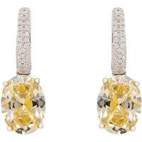Latelita Women's Alexandra Oval Drop Earrings Silver Yellow Topaz