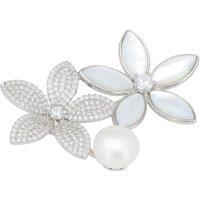 Latelita Women's Everlasting Blossoms Mother Of Pearl Brooch Silver in White