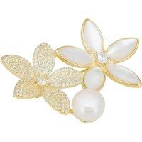 Latelita Women's Everlasting Blossoms Mother Of Pearl Brooch Gold in White