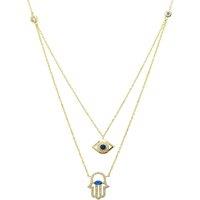 Latelita Women's Hamsa Hand & Evil Eye Layered Necklace Gold in Blue