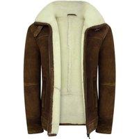 TruClothing Men's Sherling Sheepskin Suede Pilot Jacket in Brown | Size: XL