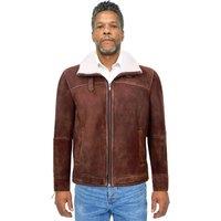 Infinity Leather Men's Sheepskin Leather Harrington Bomber Jacket-Helston in Light Brown | Size: XL