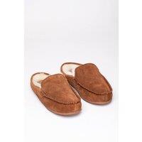 Lakeland Leather Men's Sheepskin Moccasin Slider Slippers in Tan | Size: 9