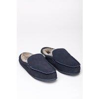 Lakeland Leather Men's Sheepskin Moccasin Slider Slippers in Navy | Size: 10