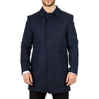 TruClothing Men's Classic Collar Wool Blend Overcoat Classic Trench Coat Winter Jacket in Navy | Size: 5XL