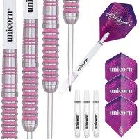 Unicorn Steel Tip Darts Set | Autograph Series Style 1 | 80% Natural Tungsten Barrels with Pink Accents | 28 g