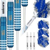 Unicorn Steel Tip Darts Set | Gary Anderson Blue Silver Star | 80% Tungsten Barrels with Titanium Coating | 27 g