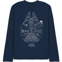 Star Wars Millenium Lines Long Sleeve T-Shirt in Navy | Size: Medium