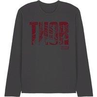 Marvel Thor Text Long Sleeve T-Shirt in Grey | Size: 2XL
