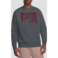 Marvel Thor Text Sweatshirt in Grey | Size: 2XL