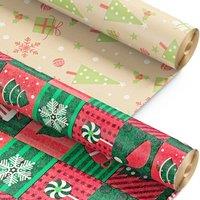 Kraft & Co 2 Pack Christmas Wrapping Paper Roll 44.5cm x 25m (Merry Christmas)