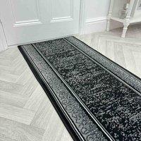 runrug Hallway Carpet Runner Rug - Soft & Comfy, 9mm - 'Tribal' in Black | Size: 60 cm x 150 cm