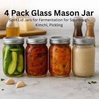 volila 500ml Mason Jars for Pickling, Kimchi & Salad in Clear | Size: 4 Pack