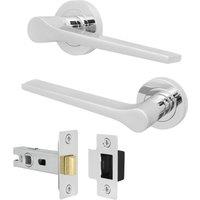 AFIT Chrome Door Handle Latch Set Polished Chrome Door Handle, Latch in Silver | Size: 150mm x 150mm