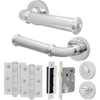 AFIT Chrome Door Handle Bathroom Set Polished Chrome Bathroom Lock Hinges in Silver | Size: 150mm x 150mm