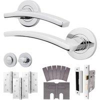 AFIT Chrome Fire Door Handle Bathroom Set Polished Chrome Lock Hinges in Silver | Size: 150mm x 150mm