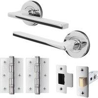 AFIT Chrome Door Handle Latch Set Polished Chrome Door Handle Latch Hinges in Silver | Size: 150mm x 150mm