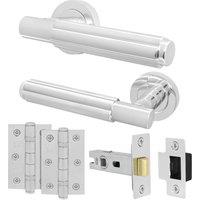 AFIT Chrome Door Handle Latch Set Polished Chrome Door Handle Latch Hinges in Silver | Size: 150mm x 150mm