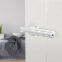 AFIT Chrome Fire Door Handle Polished Chrome Internal Lever On Rose 1 Pack in Silver | Size: 150mm x 150mm