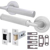 AFIT Satin Fire Door Handle Latch Set Satin Chrome Fire Rated, Latch 1 Pack in Silver | Size: 150mm x 150mm