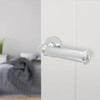 AFIT Chrome Fire Door Handle Polished Chrome Internal Lever On Rose 1 Pack in Silver | Size: 150mm x 150mm