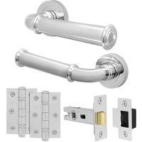 AFIT Chrome Door Handle Latch Set Polished Chrome Door Handle Latch Hinges in Silver | Size: 150mm x 150mm