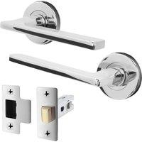 AFIT Chrome Door Handle Latch Set Polished Chrome Door Handle, Latch in Silver | Size: 150mm x 150mm