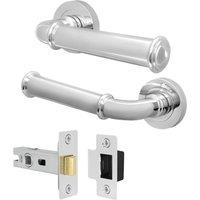 AFIT Chrome Door Handle Latch Set Polished Chrome Door Handle, Latch in Silver | Size: 150mm x 150mm