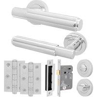 AFIT Chrome Door Handle Bathroom Set Polished Chrome Bathroom Lock Hinges in Silver | Size: 150mm x 150mm