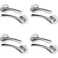 AFIT Chrome Door Handles Rose, 4 Pairs Polished Chrome Internal Lever in Silver | Size: 150mm x 150mm