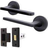 AFIT Black Door Handle Latch Set Matt Black Internal Door Handle + Latch | Size: 150mm x 150mm