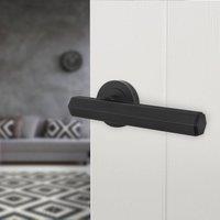 AFIT Black Fire Door Handle Matt Black Internal Lever On Rose 1 Pack | Size: 150mm x 150mm