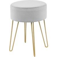 Costway Velvet Modern Round Footstool Ottoman Footrest Makeup Dressing Chair Seat Home in Grey