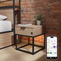 X Rocker Denver Bedside Table With LED App Control Lights in Light Oak