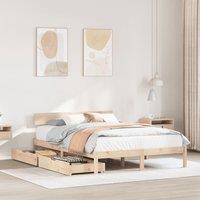 Berkfield Home Bed Frame without Mattress 150x200 cm King Size Solid Wood Pine in Brown