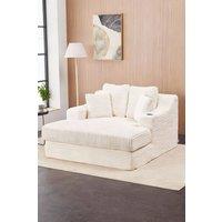Living and Home Corduroy Chaise Lounge Sofa Bed in Beige