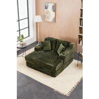 Living and Home Corduroy Chaise Lounge Sofa Bed in Green
