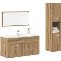 Berkfield Home 3 Piece Bathroom Furniture Set Artisan Oak Engineered Wood in Brown