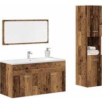 Berkfield Home 3 Piece Bathroom Furniture Set Old Wood Engineered Wood in Brown