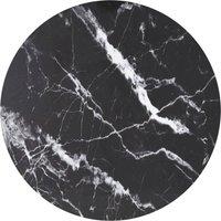 Berkfield Home Table Top Black 80x1 cm Tempered Glass with Marble Design | Size: 80x1 cm