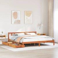 Berkfield Home Bed Frame without Mattress Wax Brown 180x200 cm Super King Solid Wood Pine