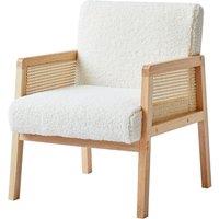 Nordlys Scandinavian Lounge Armchair with Wooden Frame & Caning in White