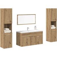 Berkfield Home 4 Piece Bathroom Furniture Set Artisan Oak Engineered Wood in Brown