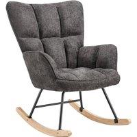 tectake Rocking Chair Torve Plush Padding, Quilted Pattern, Wooden Runners in Dark Grey